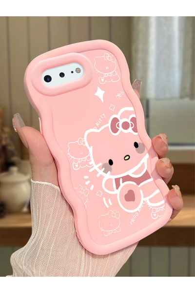 Hontinga iPhone 8 Plus Uyumlu Darbeye Dayanıklı Basit Pembe Silikon Telefon K...