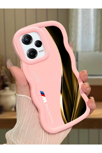 Hontinga Redmi Note 12 Pro 5G Uyumlu Darbeye Dayanıklı Basit Pembe Silikon Te...