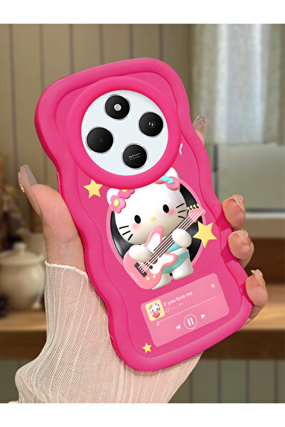 Hontinga Redmi 14C Uyumlu Darbeye Dayanıklı Basit Kırmızı Silikon Telefon Kıl...