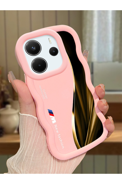 Hontinga Redmi Note 14 4G Uyumlu Darbeye Dayanıklı Basit Pembe Silikon Telefo...