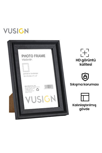 Vusign VS656-BK MDF Fotoğraf Çerçevesi 15x20 cm Siyah Kabartmalı Çerçeve Masa...