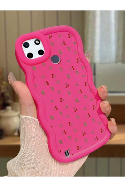 Hontinga Realme C21Y Compatible Shockproof Simple Red Silicone Phone Case Flo...