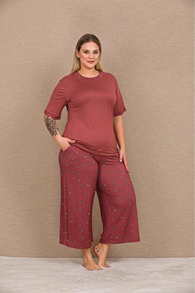 Lady Lingerie Σετ γυναικεία πιτζάμα με κοντά μανίκια και κάπρι, σε μεγάλο μέγ...