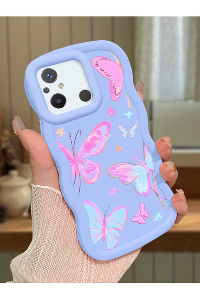 SLIMFELT Redmi 12C Uyumlu Yüksek Kalite Kelebek Silikon Kılıf, Darbeye Kaymay...