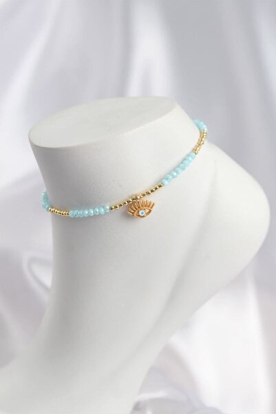 naque Turquoise Color Beaded Anklet with Evil Eye Figure - Tj-Hh1681