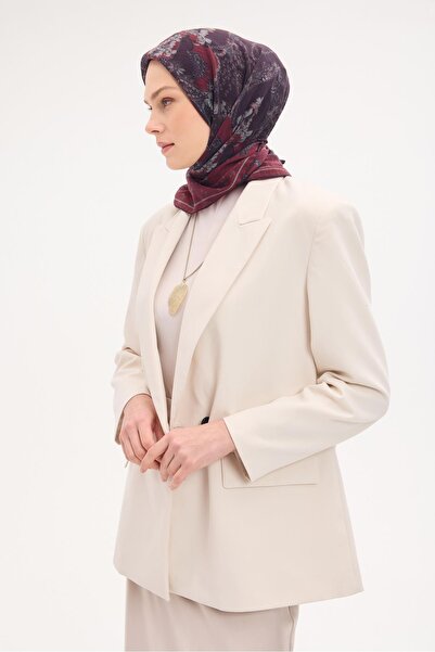 Silk Home وشاح تينسل مونار بنمط كلاريت أحمر 90x90