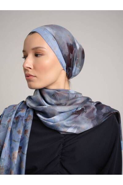MY SİLK YENİ TREND çift taraflı ŞAL MODASI ŞAKAYIK PUSLU MAVİ