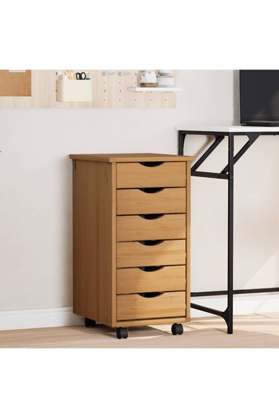 vidaxl Ντουλάπι Κυλιόμενο με Συρτάρια MOSS Μελί Ξύλο Πεύκου