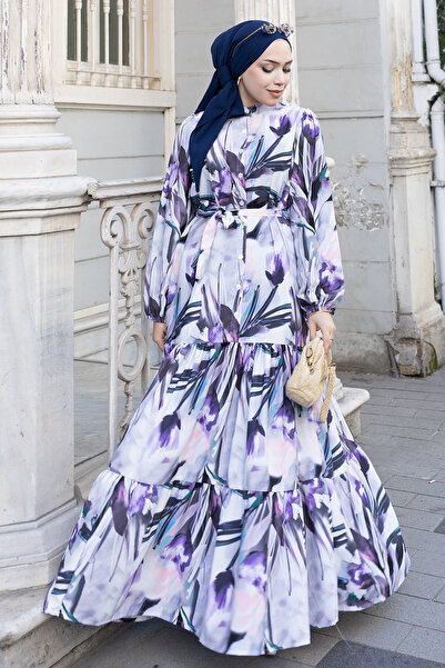 benguen Φόρεμα Τζέσικα με σχέδια, Τεσεττούρ, B593 Μωβ