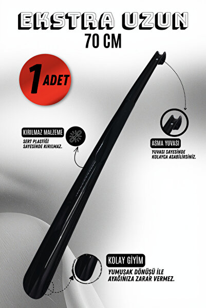 Onur 1 Adet - Siyah 70 Cm Ayakkabı Çekeceği | Sert Plastik Asılabilir Çekecek...