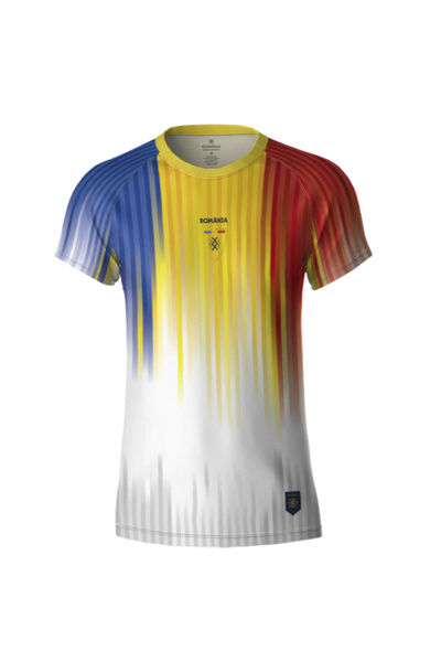 ColorEscu Tricou Tricolor România, material tehnic sport, damă, culoare albă,...