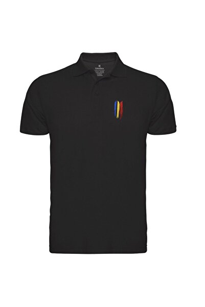 ColorEscu Tricou polo Tricolor, broderie, densitate mare, bărbat, culoare nea...