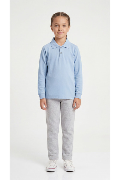 Mışıl Kids Σχολικό μακρυμάνικο πόλο για κορίτσια με γιακά Lacoste
