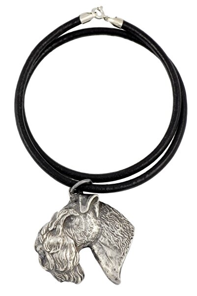Art - Dog Kerry Blue Terrier - Colier cu câine, pandantiv placat cu argint pe...