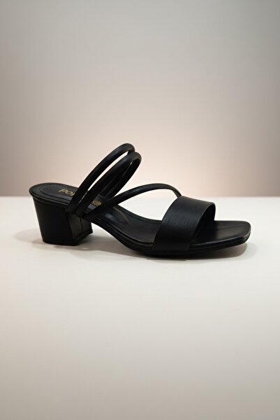 Modayak ΓΥΝΑΙΚΕΙΑ ΠΑΠΟΥΤΣΙΑ POPIN ΜΑΥΡΑ ΜΕ ΛΕΠΤΟ ΛΟΥΡΙ ΚΑΙ ΧΑΜΗΛΟ ΤΕΤΡΑΓΩΝΟ Τ...