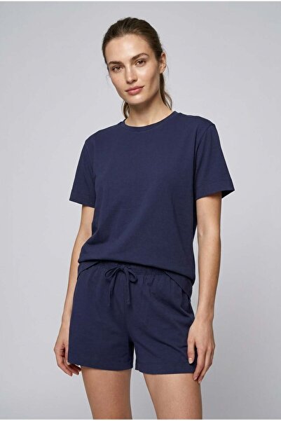 Brix Γυναικείο σετ πιτζάμες από 100% βαμβάκι με σορτς, σε μπλε ναυτικό χρώμα