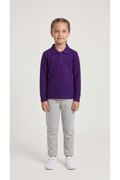 Mışıl Kids Σχολικό μακρυμάνικο πόλο για κορίτσια με γιακά Lacoste