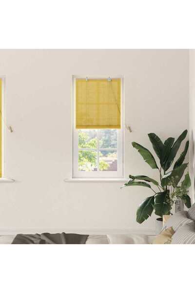 vidaxl Ρολά και Σκίες Παραθύρων με κουρτίνες Κίτρινο Μπαμπού
