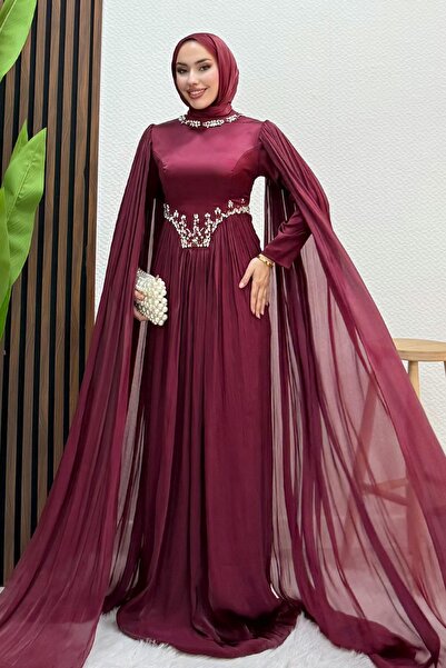 Lamia Giyim Dila Yoryo Abiye Bordo