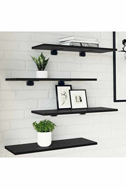 vidaxl Ράφι Βιβλίων 4 pcs Μαύρο 60 x 20 x 1.5 cm ξύλο