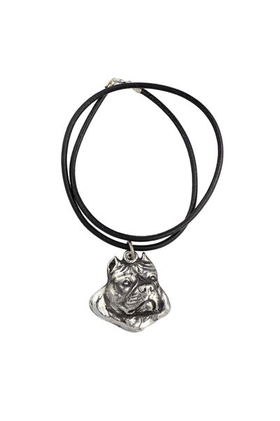 Art - Dog American Bully - Colier cu câine, pandantiv placat cu argint pentru...