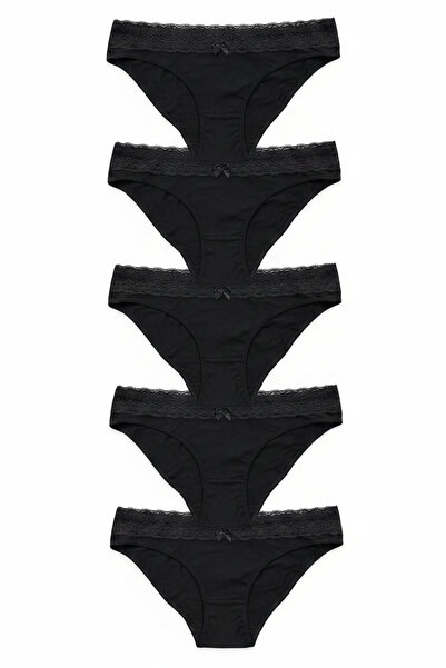 Nicoletta Γυναικεία Σλιπ 5 Τεμαχίων Πακέτο Λύκρα Βαμβακερά με Φαρδιά Δαντέλα ...