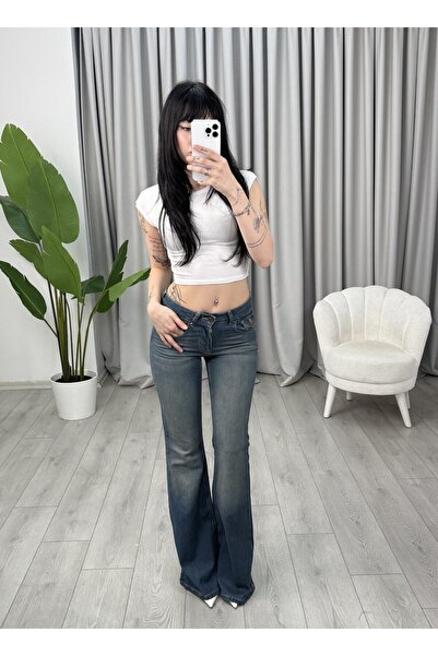 anonim Thalia Jean Yıkamalı Mavi