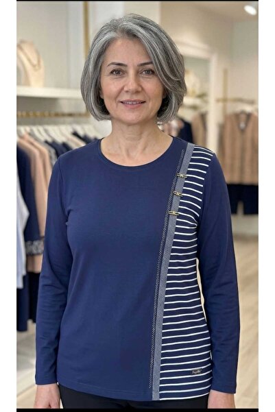 Aylin New Season Zero Collar Embroidered Long Sleeved Classic Combed Cotton B...