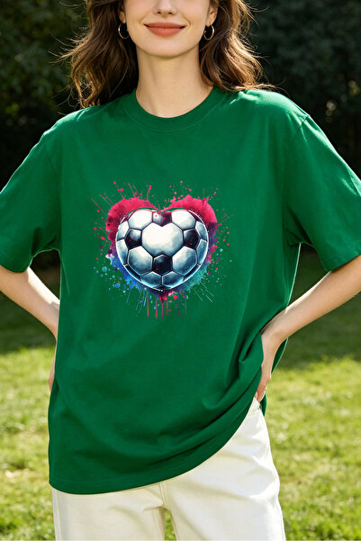 Fleck Womens T Shirts Soccer Ball Heart Design Casual Style