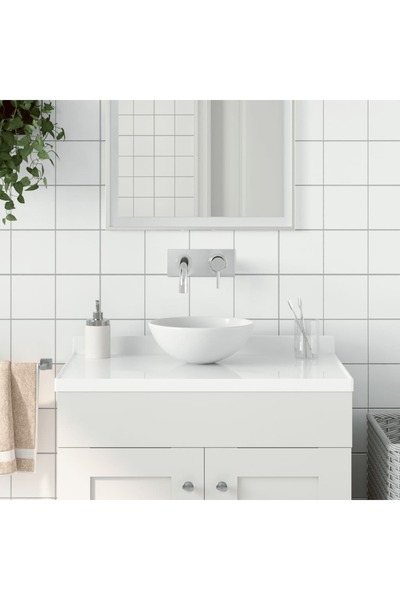 vidaxl Στρογγυλός Νιπτήρας Μπάνιου Λευκός Ματ Κεραμικός 146976