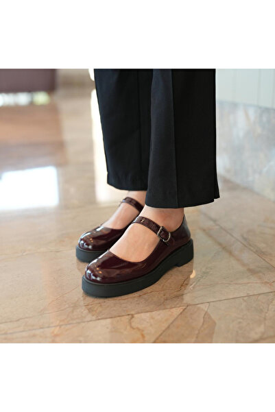 Platin Claret Red Patent Leather Women's Casual Shoes