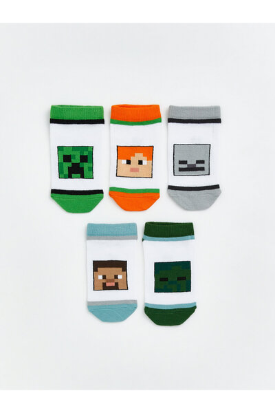 LC Waikiki Șosete sport pentru băieți cu model Minecraft, pachet de 5
