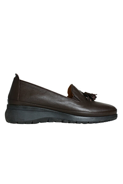 Platin Coffee brown tasseled women's comfort shoes