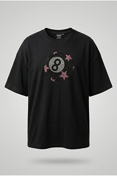 Carpe Black Taşlı Bilardo Topu Oversize T-shirt