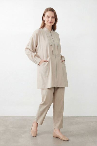 Moda Rosa 26Y6646 - BEJ - ŞIK DETAY İKİLİ TAKIM