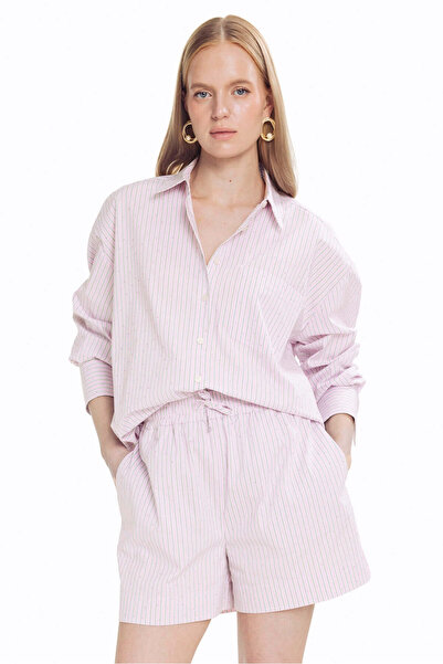 Ted Baker Pembe - Beyaz Kadın Gömlek TBWRSH2082-2