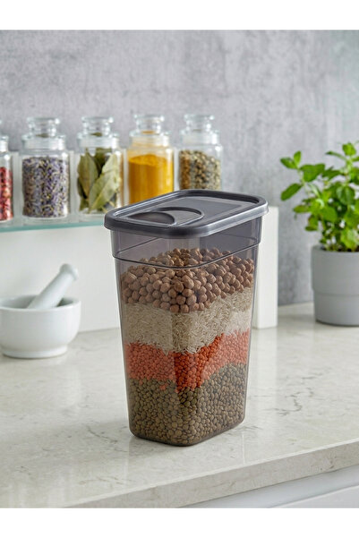 HanemHome Premium Füme Serisi Saklama Kabı - Kolay Açılır Sürgülü Kapak Erzak Kutusu 3200 ml