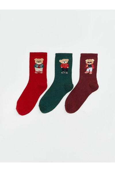 LC Waikiki Bear Patterned Women's Ankle Socks 3-Pack