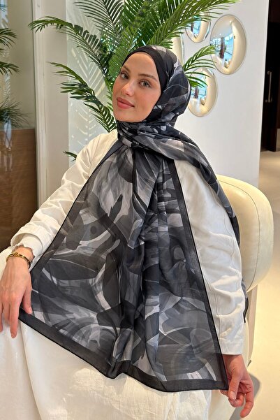 lamelif Brush Pattern Soft Shawl Black