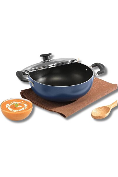 Vinod Zest Non-Stick Deep Kadai with Glass Lid, 20 cm Diameter, 2 Liter Capacity