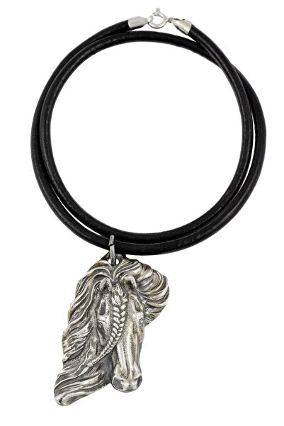 Art - Dog Cal Friesian I - colier cu un cal, pandantiv placat cu argint pentr...