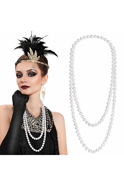 ZERO LAND GLDISPTM 1920 Gatsby biserna ogrlica – Vintage dugačka bela (131101...