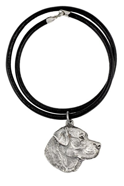 Art - Dog Labrador Retriever - Necklace with dog, silver-plated pendant for d...