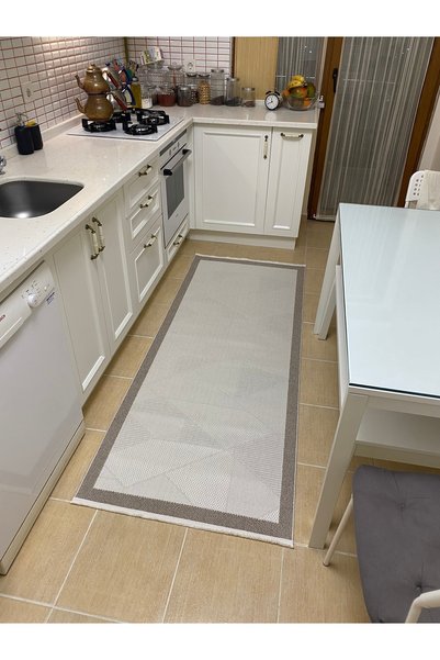 HALISHOP Elit Premium Sisal Carpet Cream - Beige Non-Slip Base Washable Kitchen Carpet Hallway Runner Modern Wicker Textured