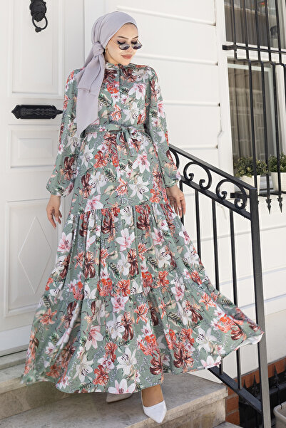 benguen Φόρεμα Τζέσικα με σχέδια, Χιτζάμπ, B590 Πράσινο