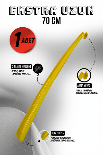 Onur 1 Adet - Sarı 70 Cm Ayakkabı Çekeceği | Sert Plastik Asılabilir Çekecek ...