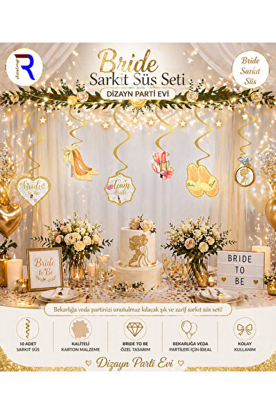 Dizayn Parti Evi Bride To Be Sarkıt Süs Gold Bekarlığa Veda Nişan Arka Fon De...