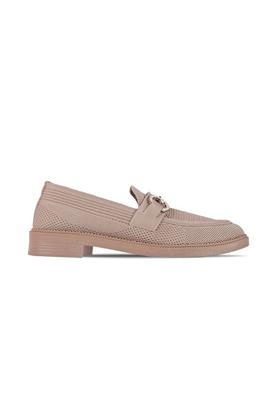 Lal Shoes & Bags Λιλά Γυναικεία Πλεκτά Υφασμάτινα Παπούτσια Loafer με Χρυσή Λ...
