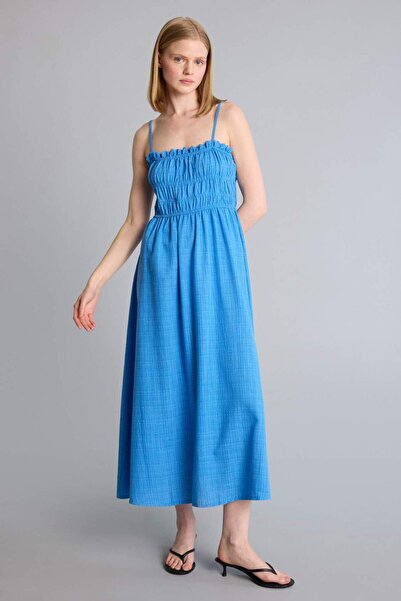 DeFacto Μίντι φόρεμα με τετράγωνο λαιμόκοψη και λινές τιράντες H4581AX26SM