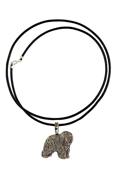 Art - Dog Polish Lowland Sheepdog - Dog necklace, silver-plated pendant for t...